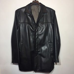 Banana Republic Leather Coat Black Jacket L Large